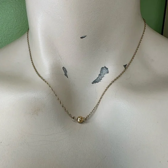💫Dainty & Beautiful Vintage Stamped 14K Gold Ball Necklace - Picture 14 of 16